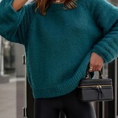 Стильный тепленький джемпер, свитер, р. 4xl, наш 58-66, голубой