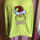 Пижама, комплект, костюм, верх-фліс, низ-коттон, 14-15 p 164-170 cм. dr.seuss. grinch. в ідеалі