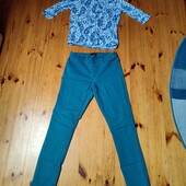 44-46р скіні бірюза і реглан білий з синім б.у. стан деальний не секонд