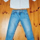 46-48р б.у. комплект літо-весна ідеальний стан не секонд мом джинси блузка