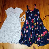 46р рекомендую 2 шт в одному лоті літня сукня-сарафани б.у. білий синій не секонд