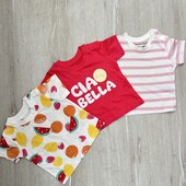 Primark.Набір Футболок 3 шт для дівчинки 62 см (0-3 місяці)