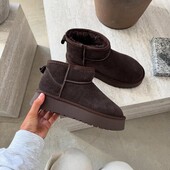 Шоколадні уггі платформа, натуральна замша, уггі шоколад 40