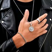 Комплект, сет, набір прикрас браслет, каблучка, ланцюжок, підвіска компас, медсталь