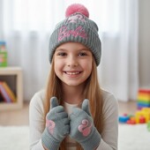 Шапка для дівчинки barbie сірого кольору 54 (нюанс) детская шапка 7850