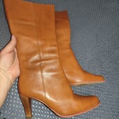Рижі чоботи з натуральної шкіри ззовні та зсередини 39 розмір