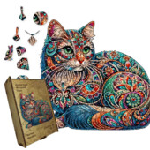 Фигурный деревянный пазл Кошачья мозаика А5