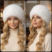Шикарні теплі хутряні шапка-шапочки-високоякісне еко хутро!Колір-молочний.!