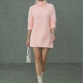 Платье, туника, тедди, меховушка р. XXL, наш 50-56, розовый