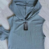 Shein брендовое стильное летнее трикотажное платье с капюшоном размер S M