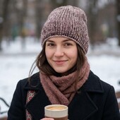В'язана жіноча шапка з підкладкою з мікрофлісу універсального розміру