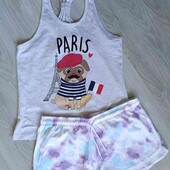 Love to lounge + Primark брендовый хлопковый комплект майка + шортики размер М L