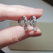 Серебряные круглые серьги кольца с кристаллами серебро 925 пробы