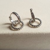 Серебряные серьги кольца проба 925