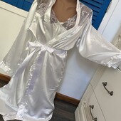 Атласный комплект сорочка +халат р.M.L.